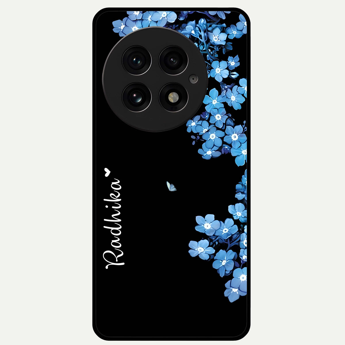  Blue Petal Dream Custom Name Glass Case For OnePlus 13 back cover – full design glossy printed glass finish