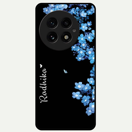  Blue Petal Dream Custom Name Glass Case For OnePlus 13 back cover – full design glossy printed glass finish