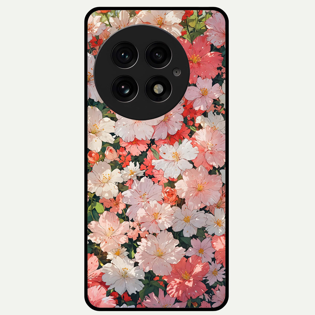  Blush Bloom Field Glass Case For OnePlus 13 back cover – full design glossy printed glass finish