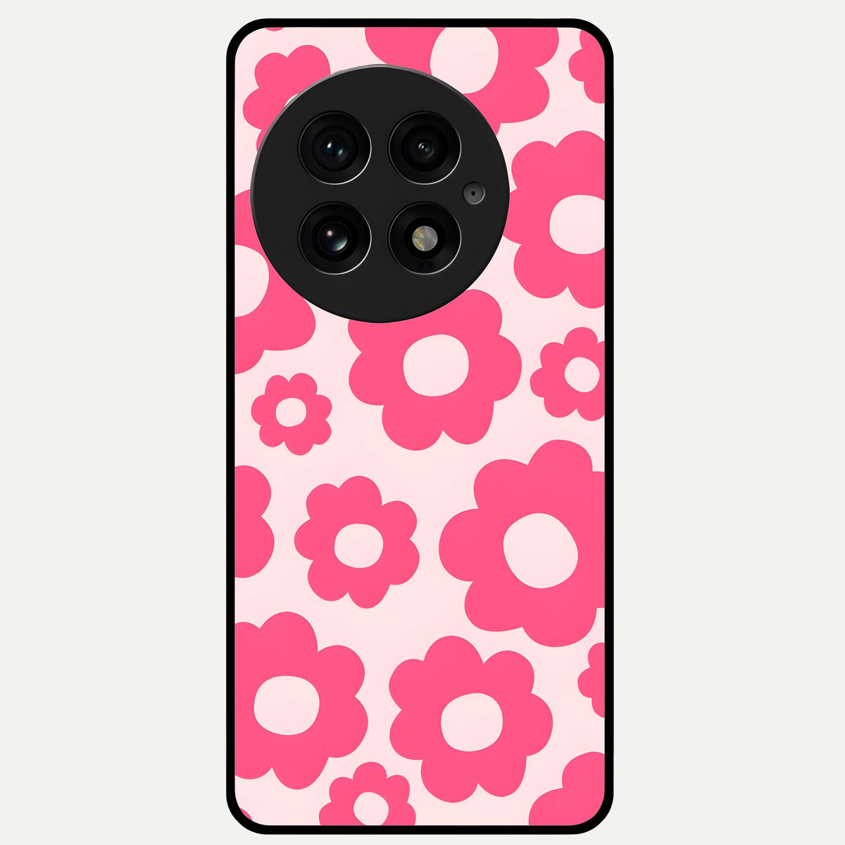  Blush Flower Pop Glass Case For OnePlus 13 back cover – full design glossy printed glass finish