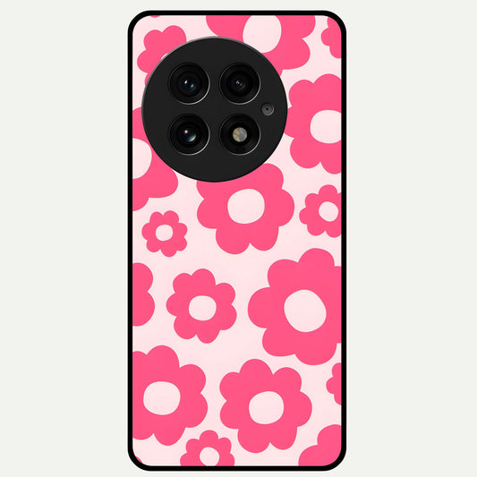  Blush Flower Pop Glass Case For OnePlus 13 back cover – full design glossy printed glass finish