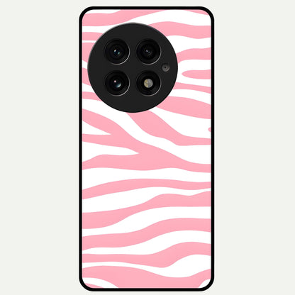  Blush Zebra Flow Glass Case For OnePlus 13 back cover – full design glossy printed glass finish