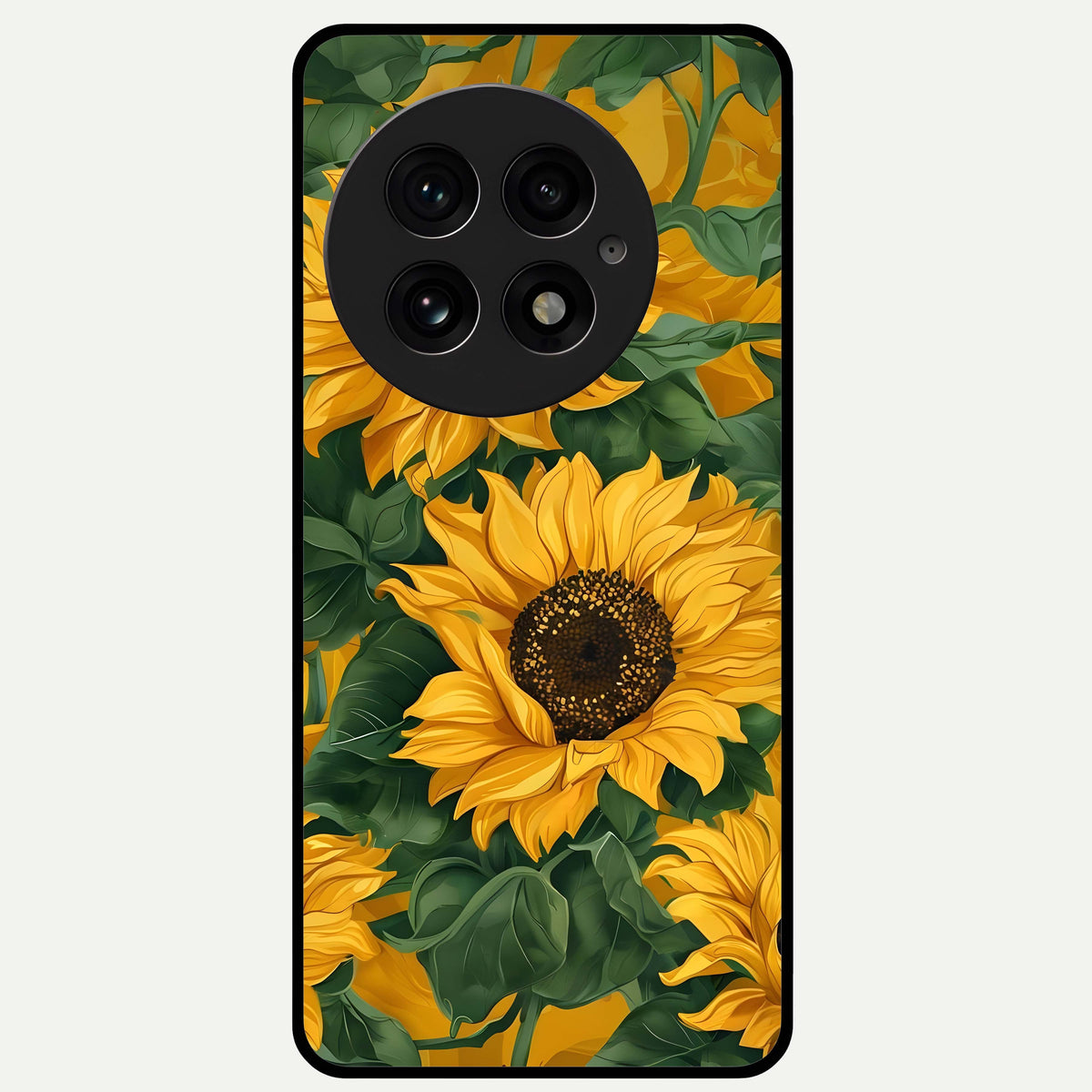  Bright Sunflower Bloom Glass Case For OnePlus 13 back cover – full design glossy printed glass finish