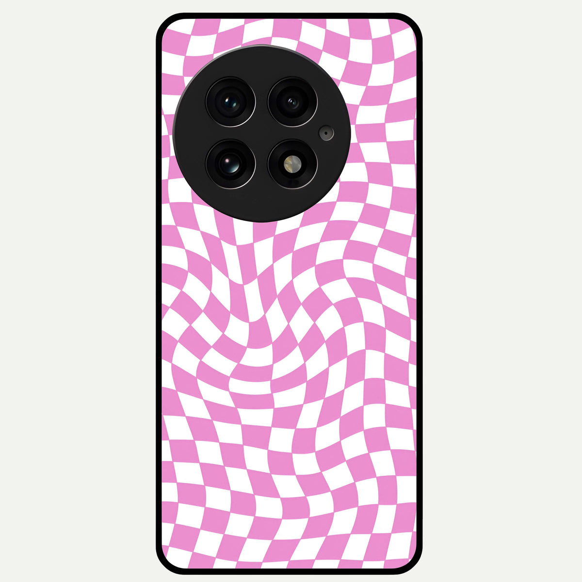  Bubblegum Check Wave Glass Case For OnePlus 13 back cover – full design glossy printed glass finish