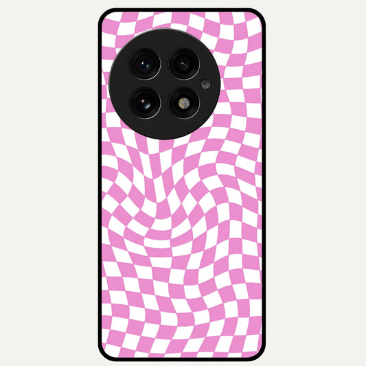  Bubblegum Check Wave Glass Case For OnePlus 13 back cover – full design glossy printed glass finish