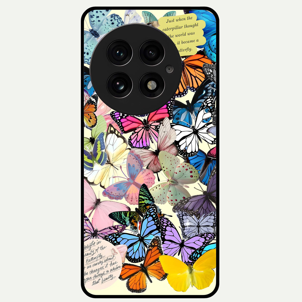  Butterflies Petal Dream Glass Case For OnePlus 13 back cover – full design glossy printed glass finish