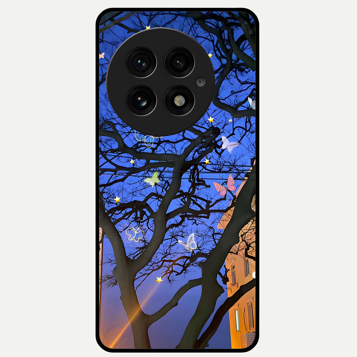  Butterfly Night Magic Glass Case For OnePlus 13 back cover – full design glossy printed glass finish