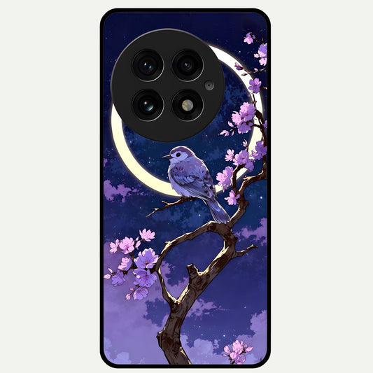  Celestial Bird Blossom Glass Case For OnePlus 13 back cover – full design glossy printed glass finish