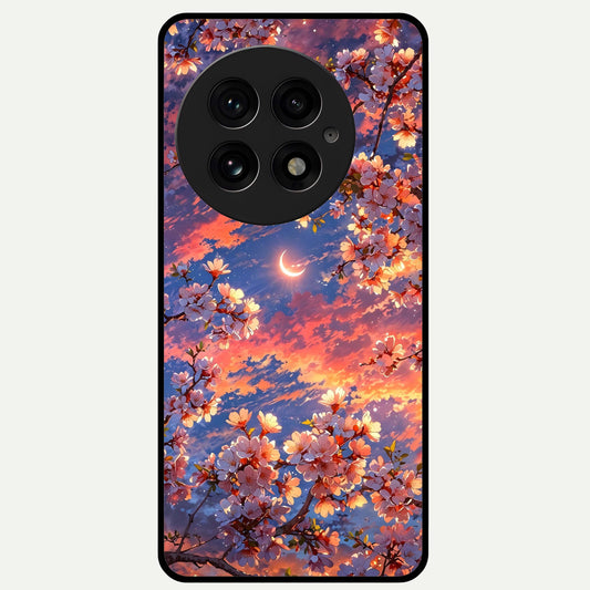  Celestial Sakura Sunset Glass Case For OnePlus 13 back cover – full design glossy printed glass finish