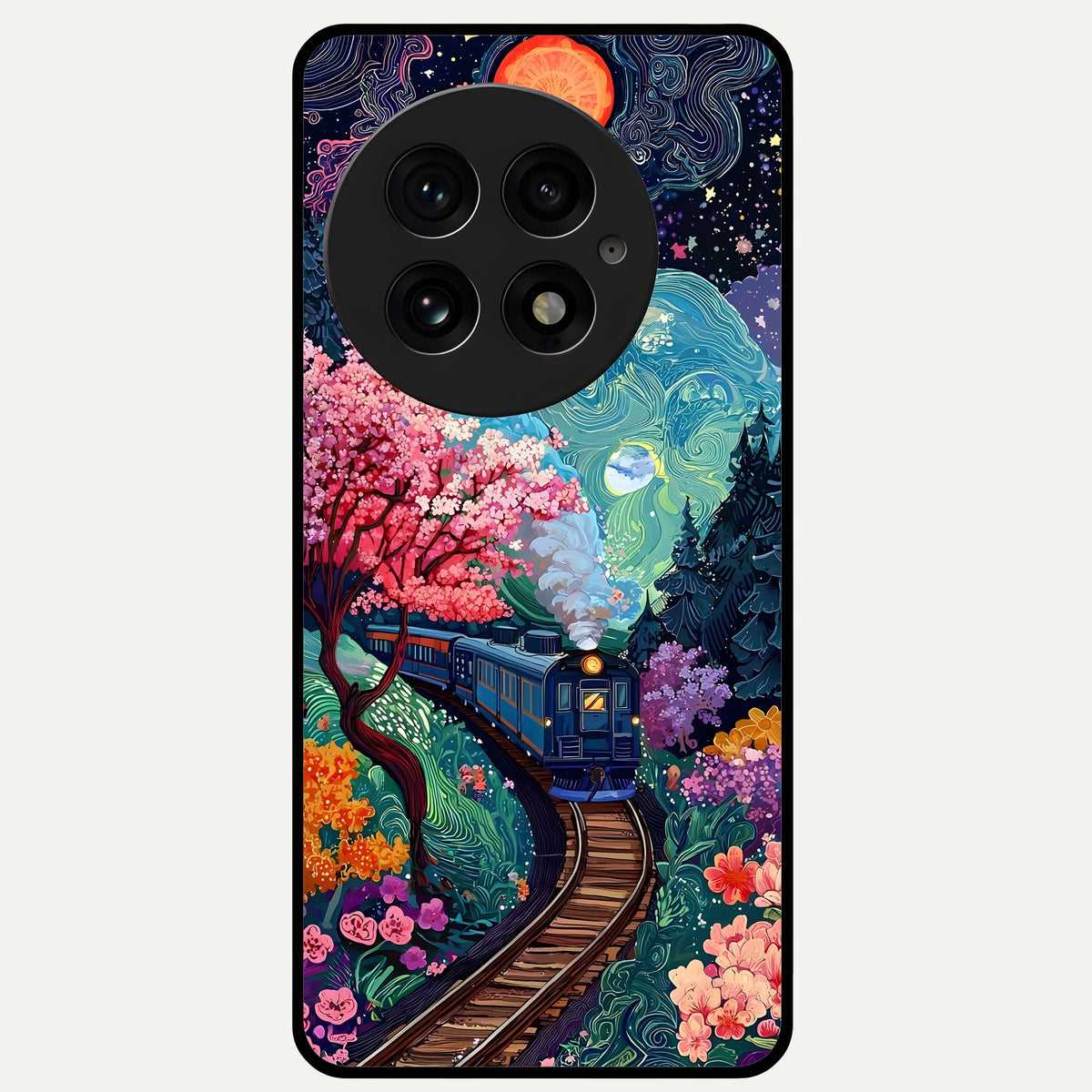  Celestial Train Journey Glass Case For OnePlus 13 back cover – full design glossy printed glass finish
