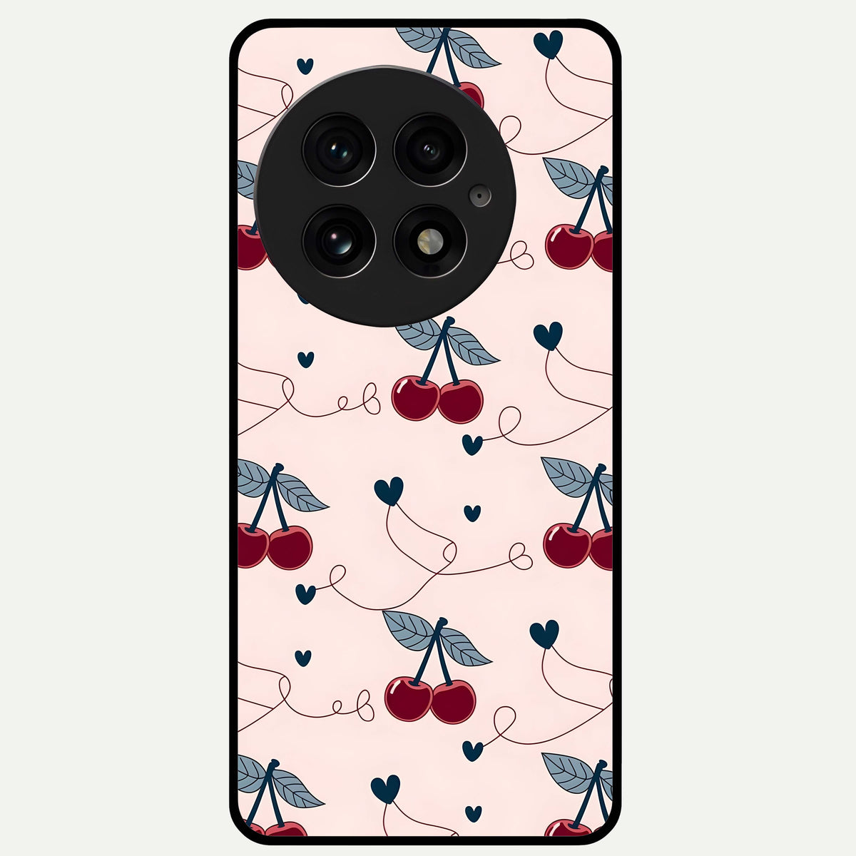  Cherry Heart Line Glass Case For OnePlus 13 back cover – full design glossy printed glass finish