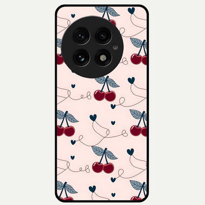  Cherry Heart Line Glass Case For OnePlus 13 back cover – full design glossy printed glass finish