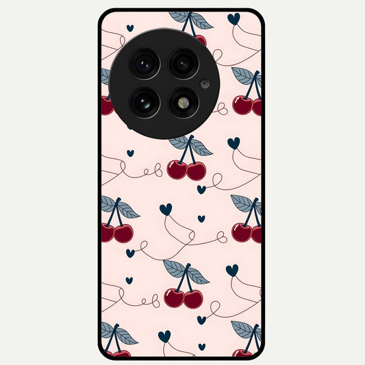  Cherry Heart Line Glass Case For OnePlus 13 back cover – full design glossy printed glass finish