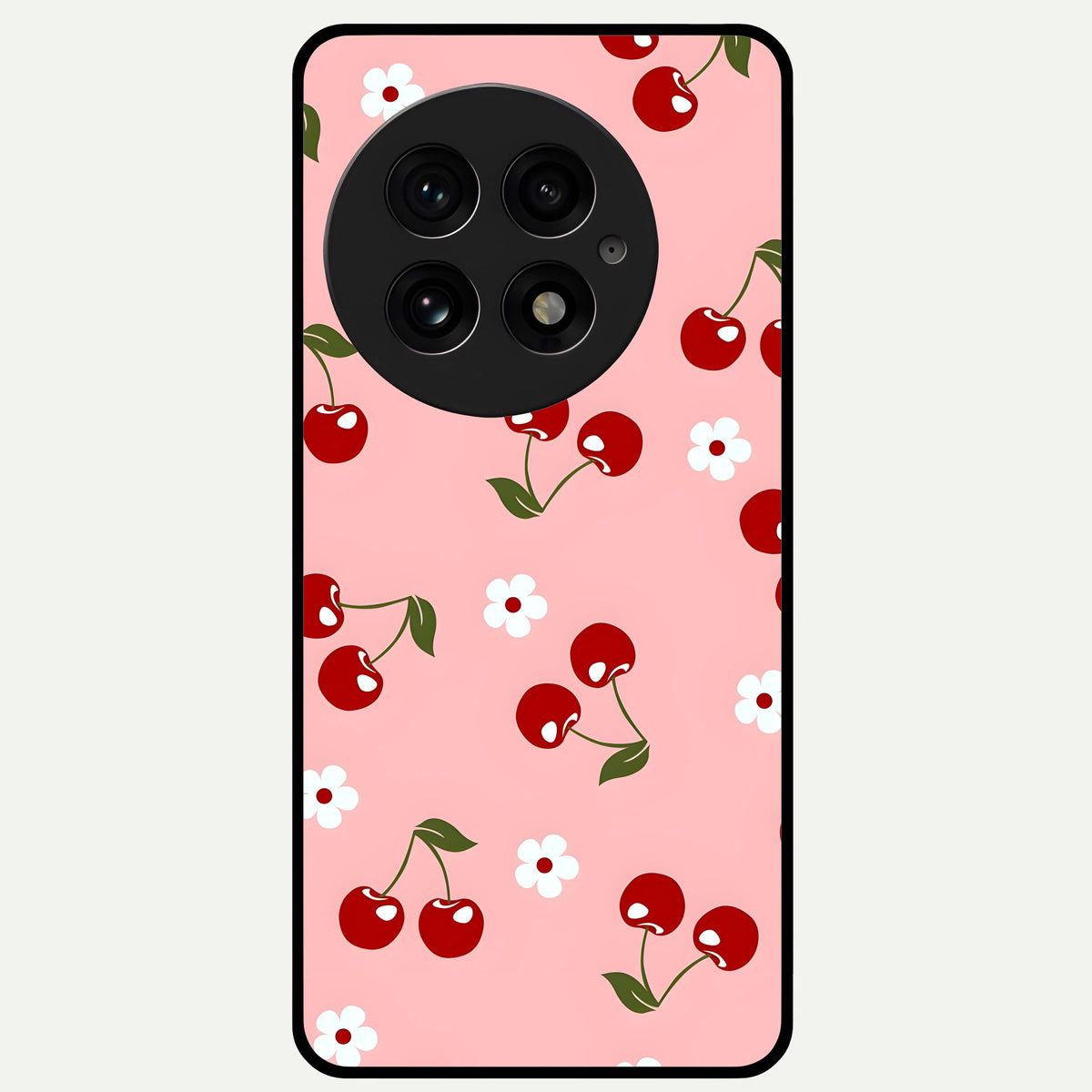  Cherry Love Mood Glass Case For OnePlus 13 back cover – full design glossy printed glass finish
