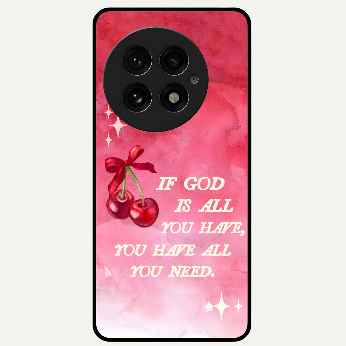  Cherry Quote Glass Case For OnePlus 13 back cover – full design glossy printed glass finish