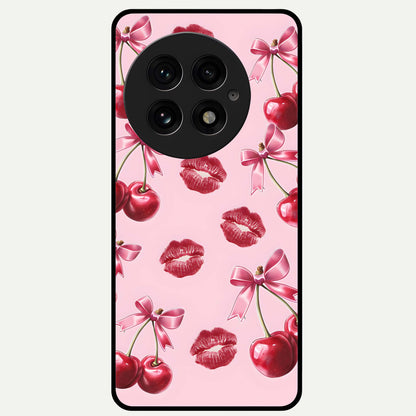  Cherry With Lips Glass Case For OnePlus 13 back cover – full design glossy printed glass finish