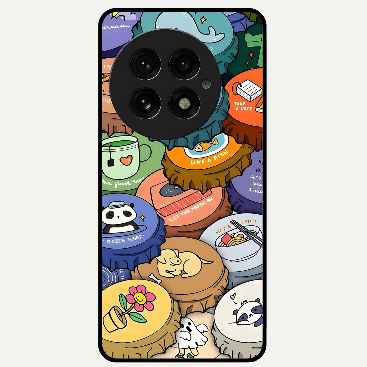  Coins Patterns Glass Case For OnePlus 13 back cover – full design glossy printed glass finish