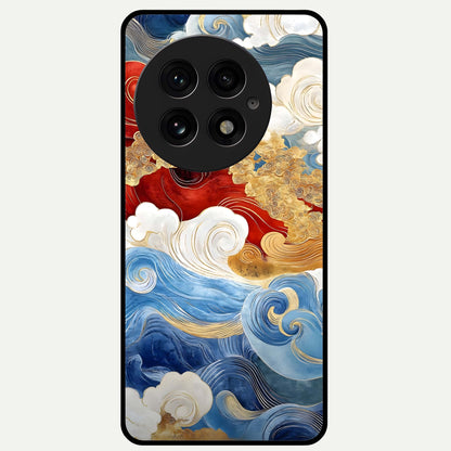 Colored Waves Glass Case For OnePlus 13 back cover – full design glossy printed glass finish