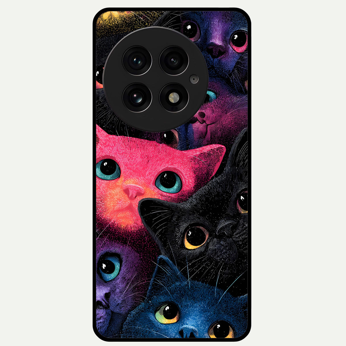  Cosmic Cats Dreams Glass Case For OnePlus 13 back cover – full design glossy printed glass finish