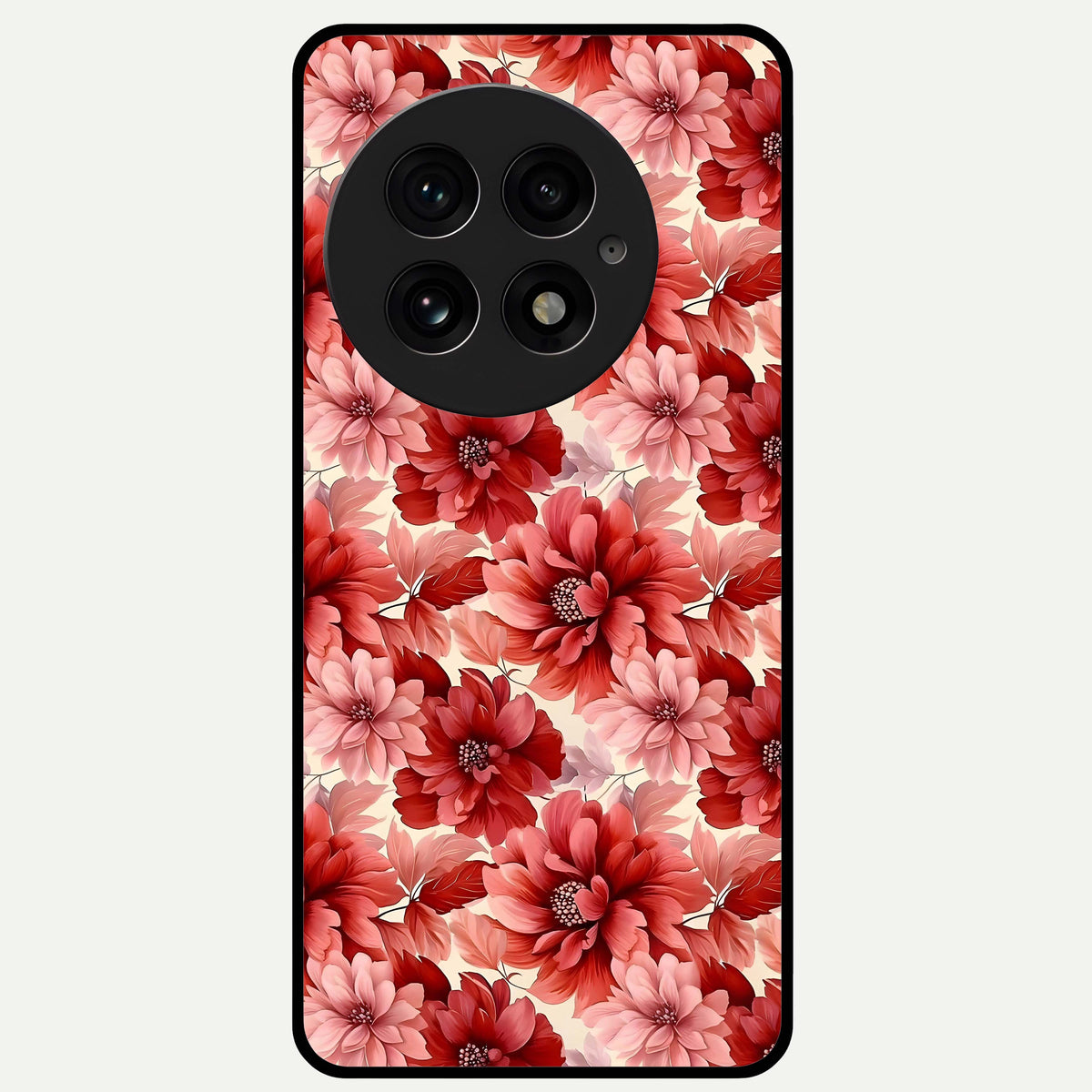  Crimson Love Petals Glass Case For OnePlus 13 back cover – full design glossy printed glass finish