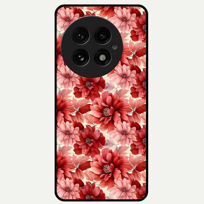 Crimson Love Petals Glass Case For OnePlus 13 back cover – full design glossy printed glass finish