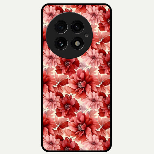  Crimson Love Petals Glass Case For OnePlus 13 back cover – full design glossy printed glass finish