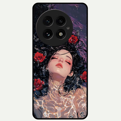  Crimson Rose Serenity Glass Case For OnePlus 13 back cover – full design glossy printed glass finish