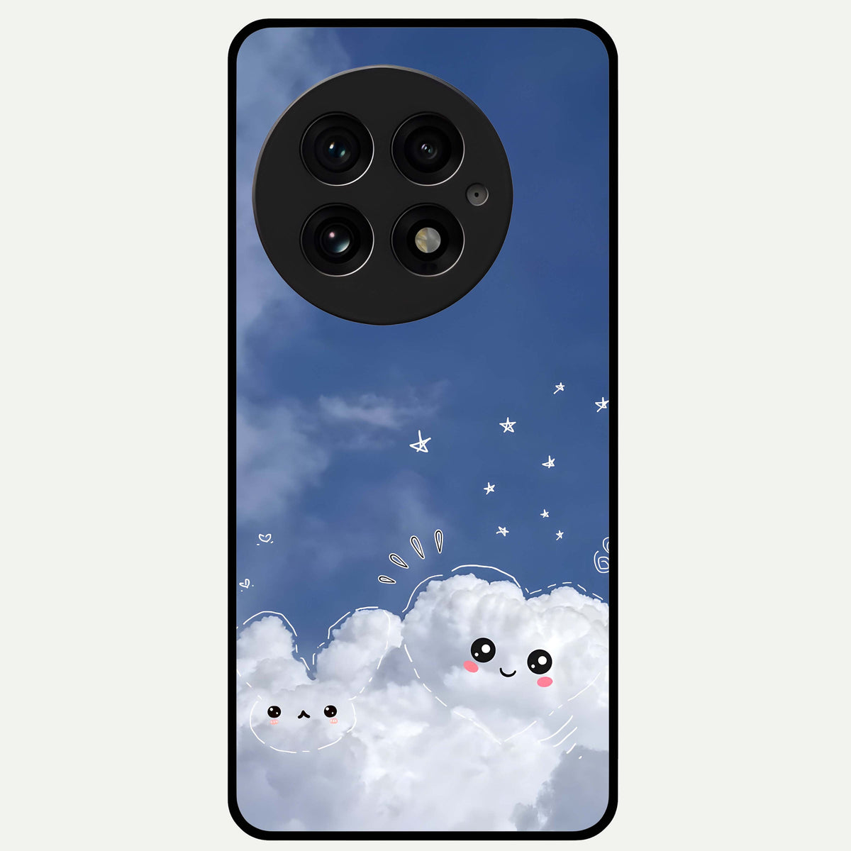  Cute Blossom Cloud Glass Case For OnePlus 13 back cover – full design glossy printed glass finish
