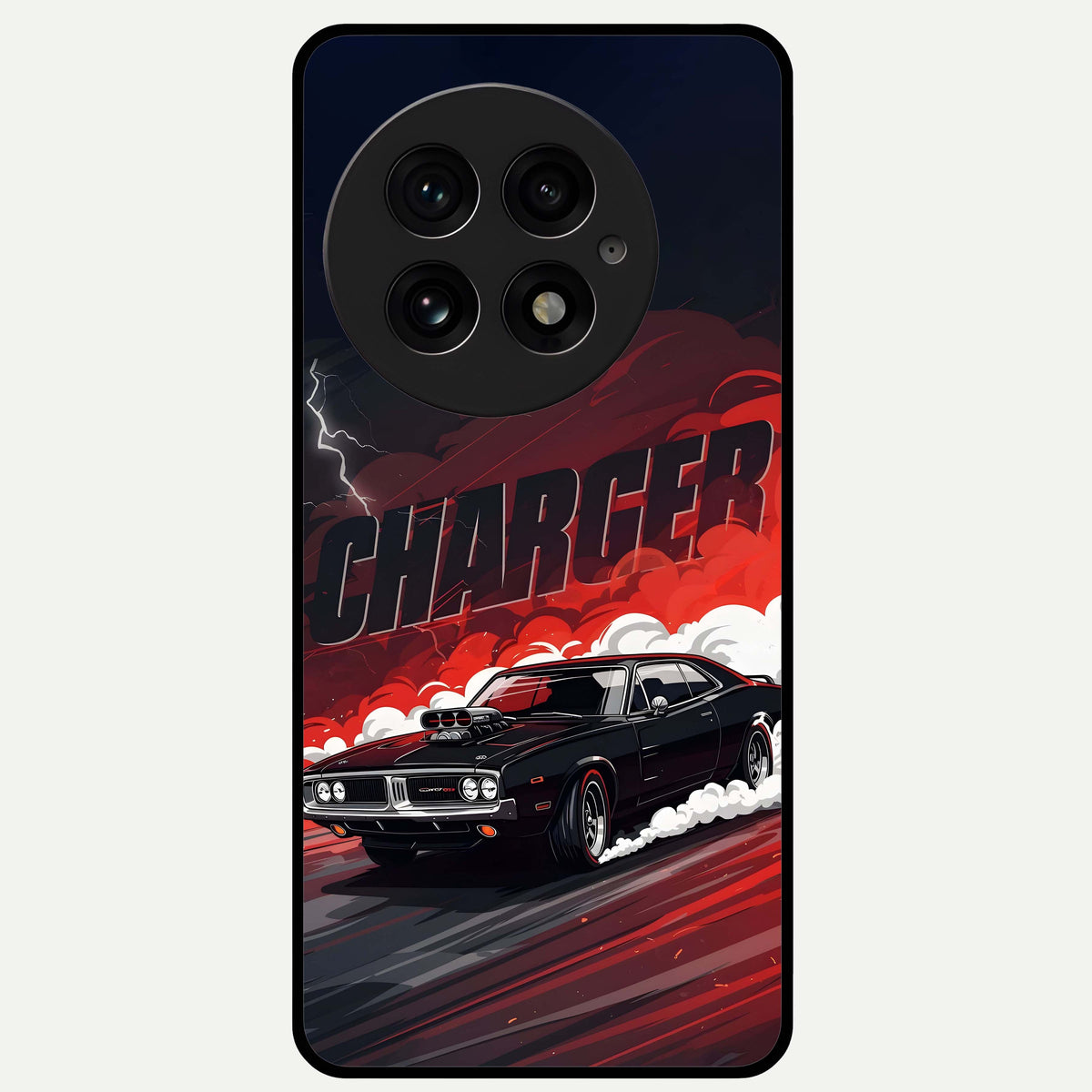  Dark Charger Fury Glass Case For OnePlus 13 back cover – full design glossy printed glass finish