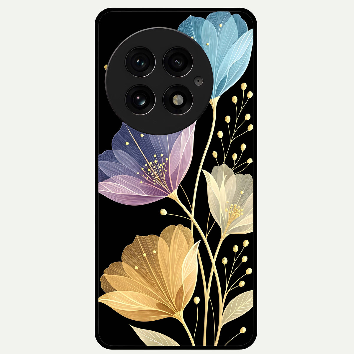  Flower Bloom Glow Glass Case For OnePlus 13 back cover – full design glossy printed glass finish