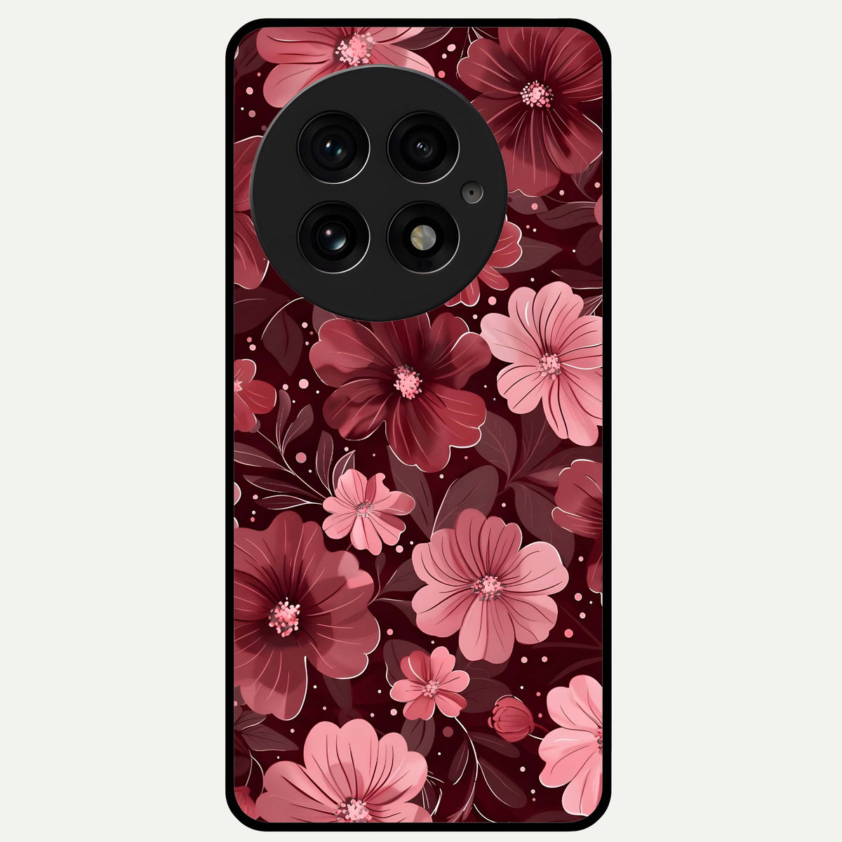  Flower Blush Bloom Glass Case For OnePlus 13 back cover – full design glossy printed glass finish