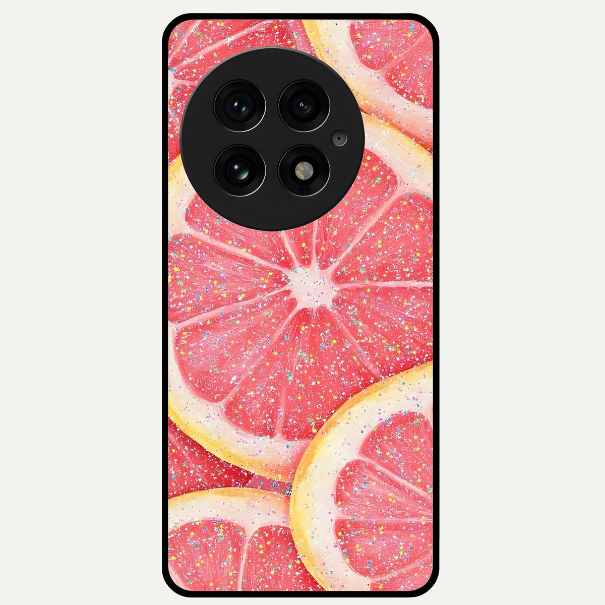  Glitter Grapefruit Glass Case For OnePlus 13 back cover – full design glossy printed glass finish