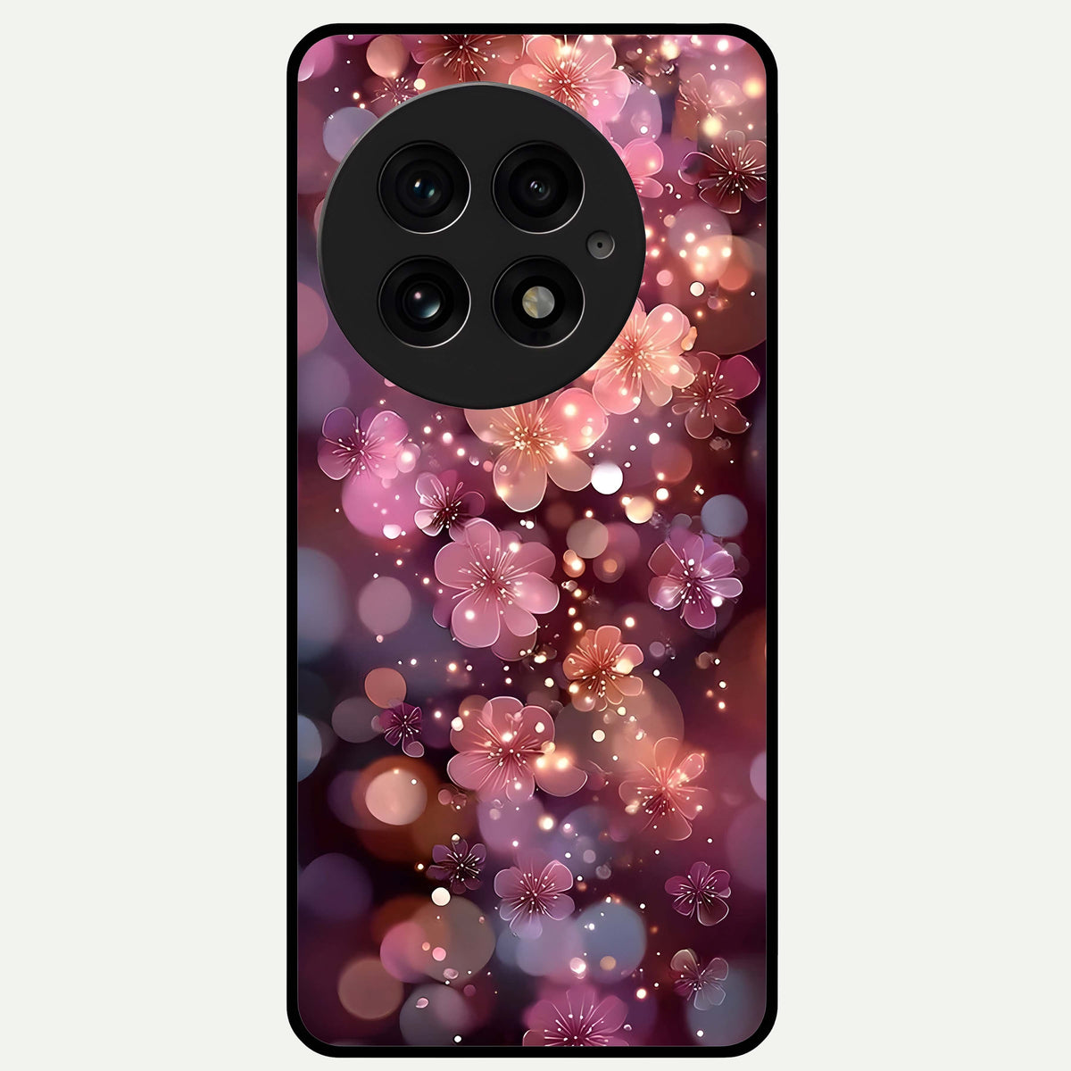  Glowing Petal Bliss Glass Case For OnePlus 13 back cover – full design glossy printed glass finish