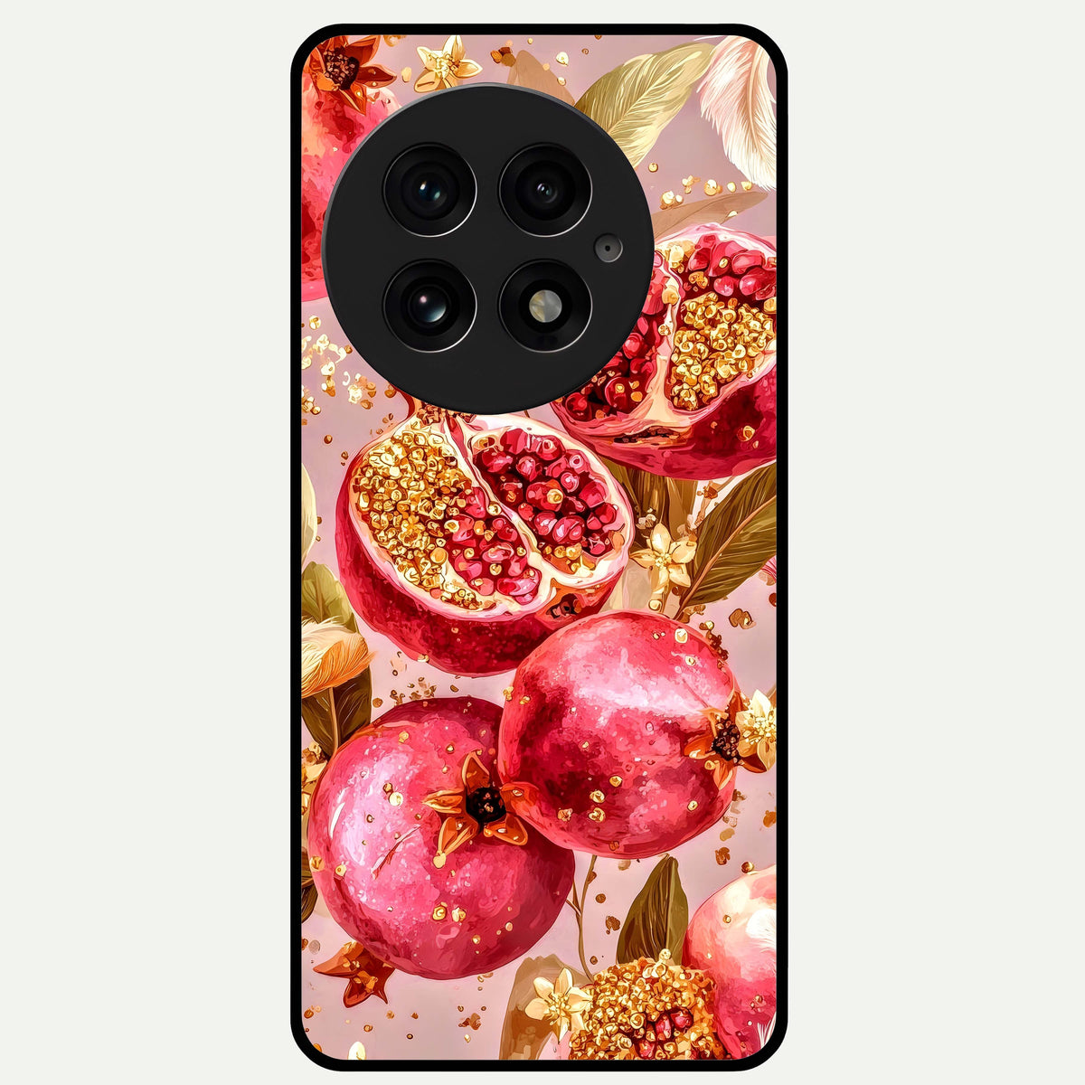  Golden Bloom Glow Glass Case For OnePlus 13 back cover – full design glossy printed glass finish