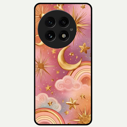  Golden Celestial Dreams Glass Case For OnePlus 13 back cover – full design glossy printed glass finish
