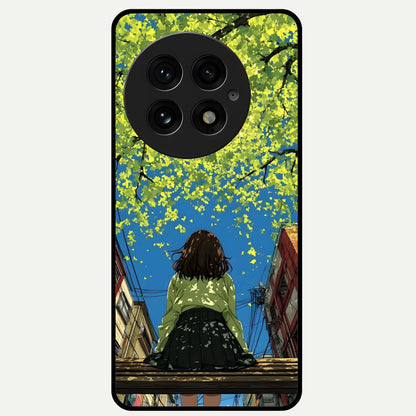  Golden Leaves Glow Glass Case For OnePlus 13 back cover – full design glossy printed glass finish