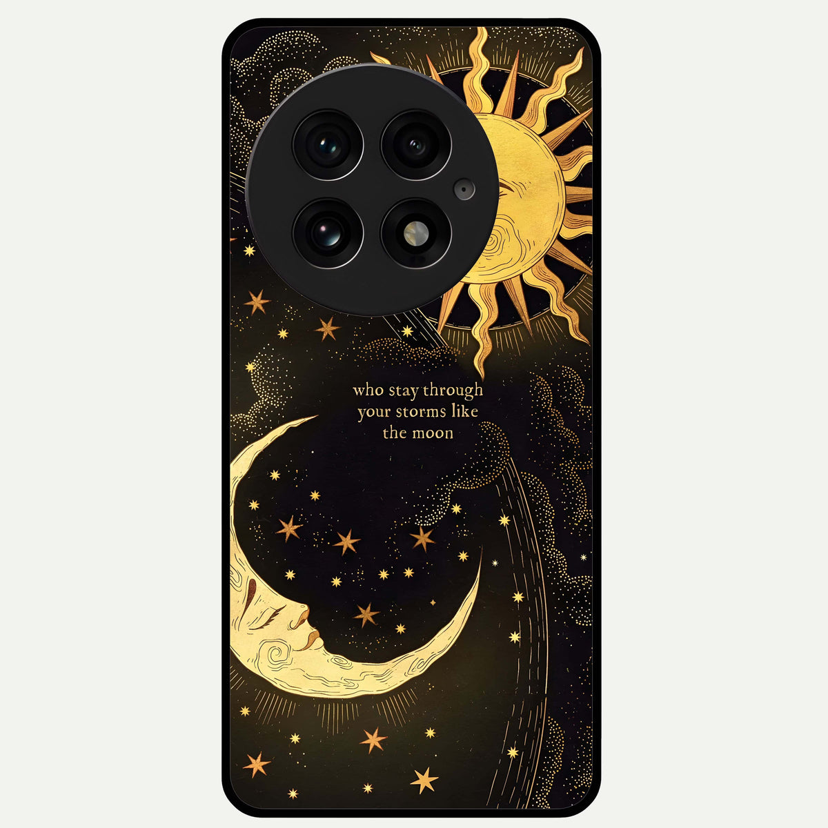  Golden Lunar Love Glass Case For OnePlus 13 back cover – full design glossy printed glass finish