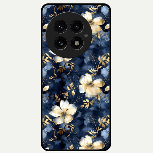  Golden Midnight Bloom Glass Case For OnePlus 13 back cover – full design glossy printed glass finish