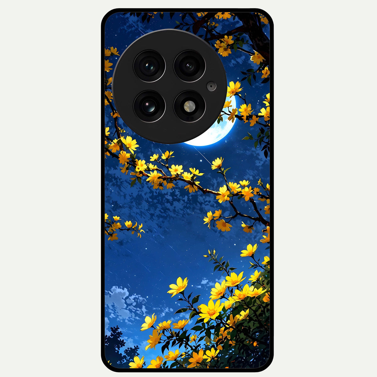  Golden Night Glow Glass Case For OnePlus 13 back cover – full design glossy printed glass finish