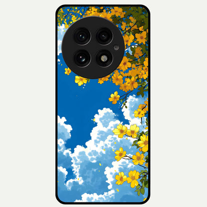  Golden Petal Sky Glass Case For OnePlus 13 back cover – full design glossy printed glass finish