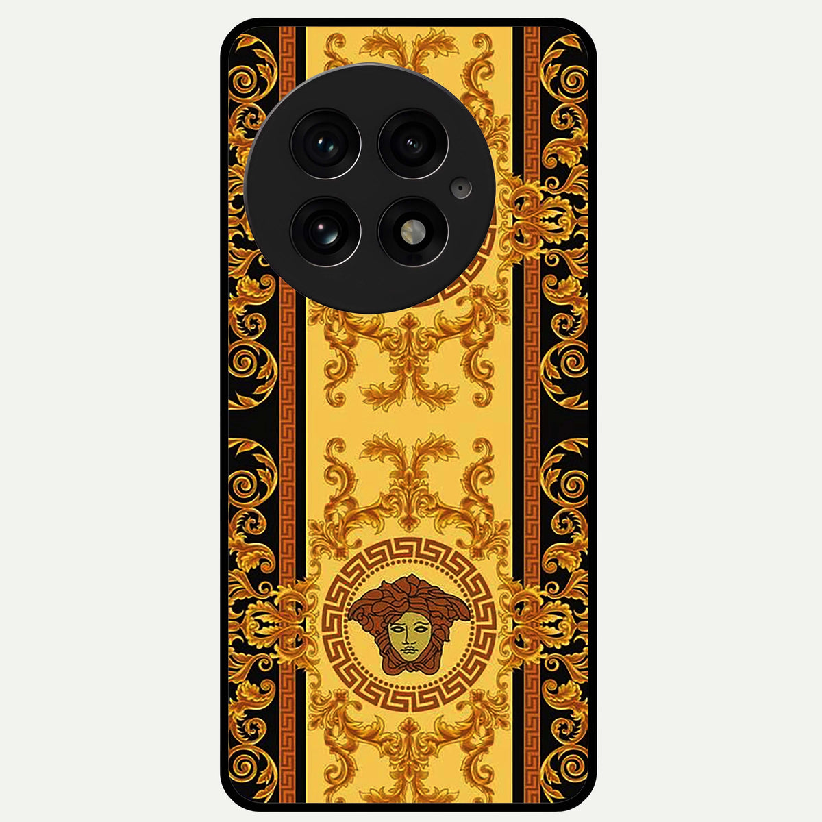  Golden Royal Heritage Glass Case For OnePlus 13 back cover – full design glossy printed glass finish