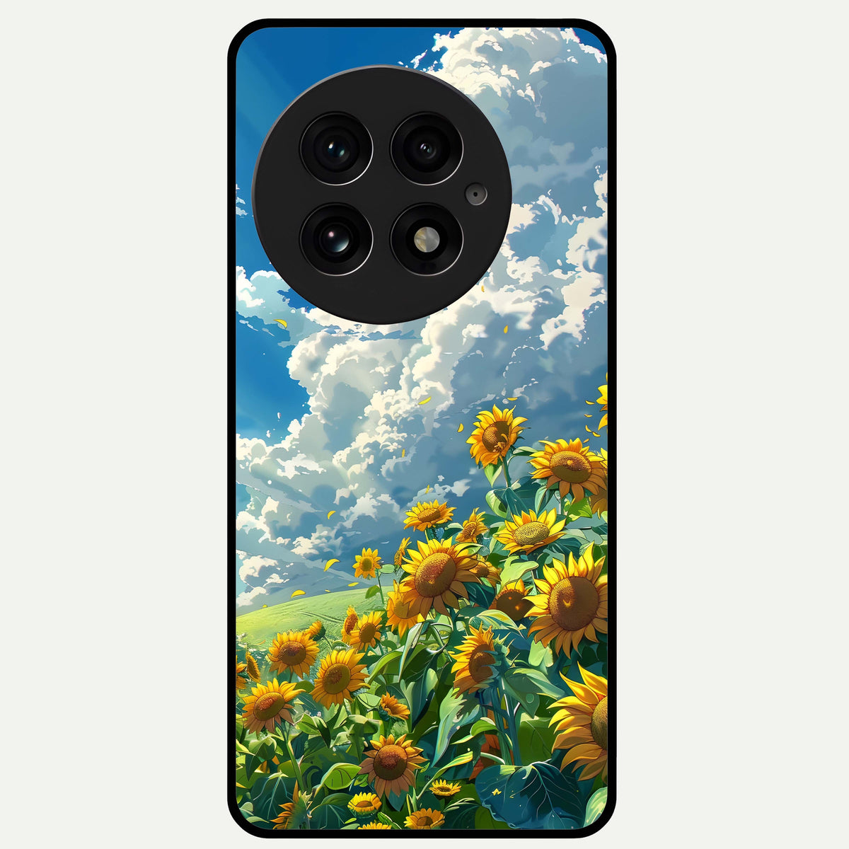  Golden Sun Glory Glass Case For OnePlus 13 back cover – full design glossy printed glass finish
