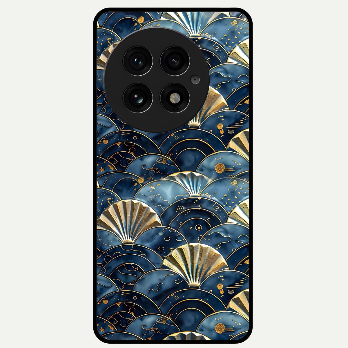  Golden Wave Luxe Glass Case For OnePlus 13 back cover – full design glossy printed glass finish