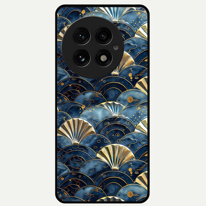  Golden Wave Luxe Glass Case For OnePlus 13 back cover – full design glossy printed glass finish