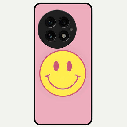  Happy Pink Mood Glass Case For OnePlus 13 back cover – full design glossy printed glass finish