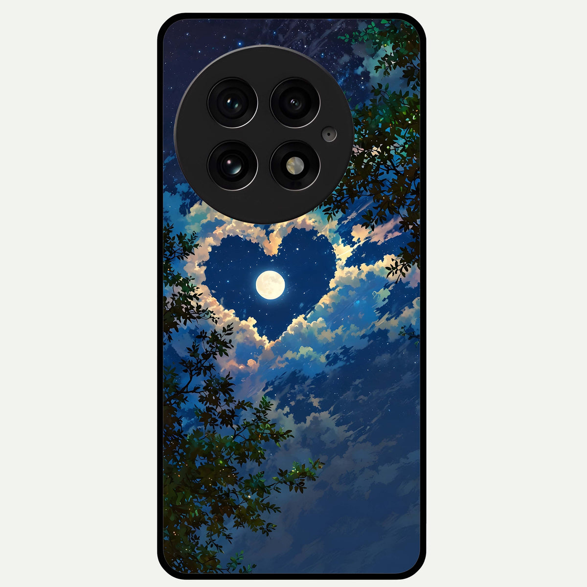  Heart With Moon Sky Glass Case For OnePlus 13 back cover – full design glossy printed glass finish