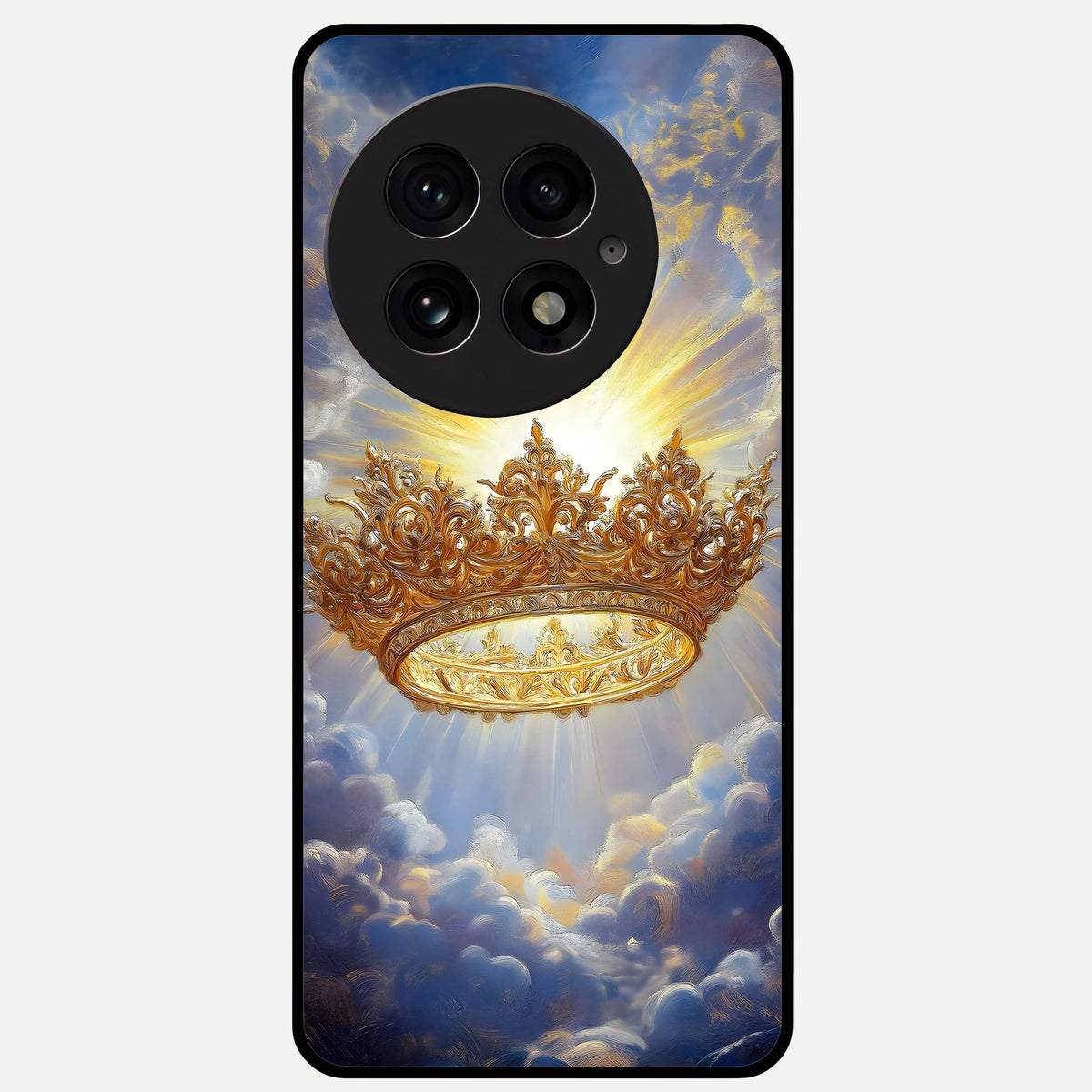  Heavenly Crown Light Glass Case For OnePlus 13 back cover – full design glossy printed glass finish