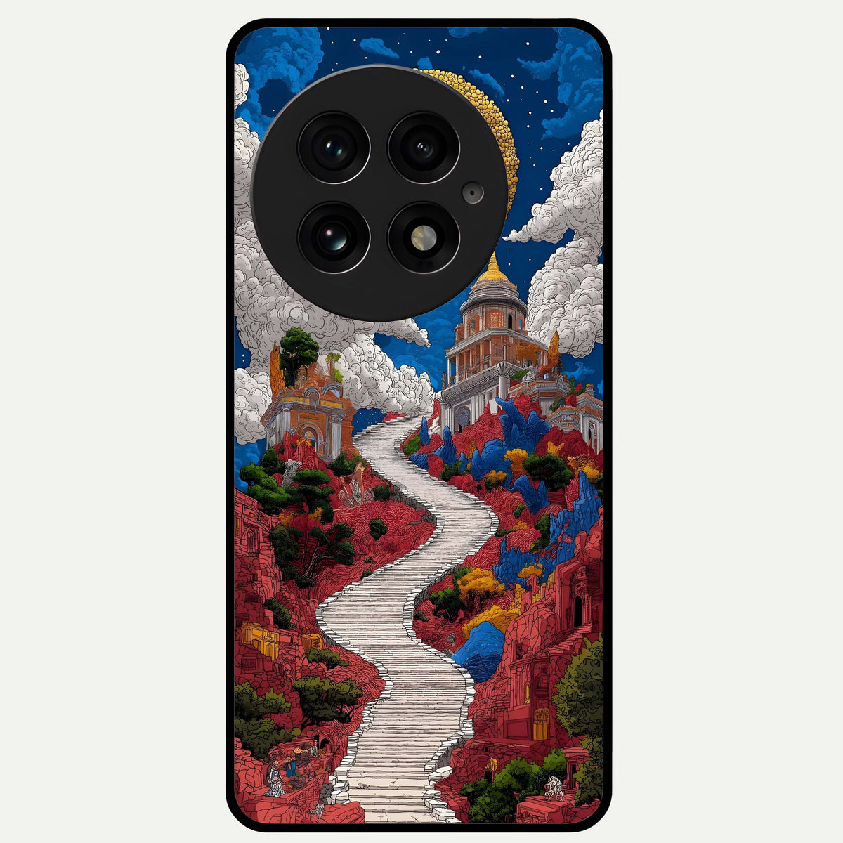  Heavenly Moon Path Glass Case For OnePlus 13 back cover – full design glossy printed glass finish