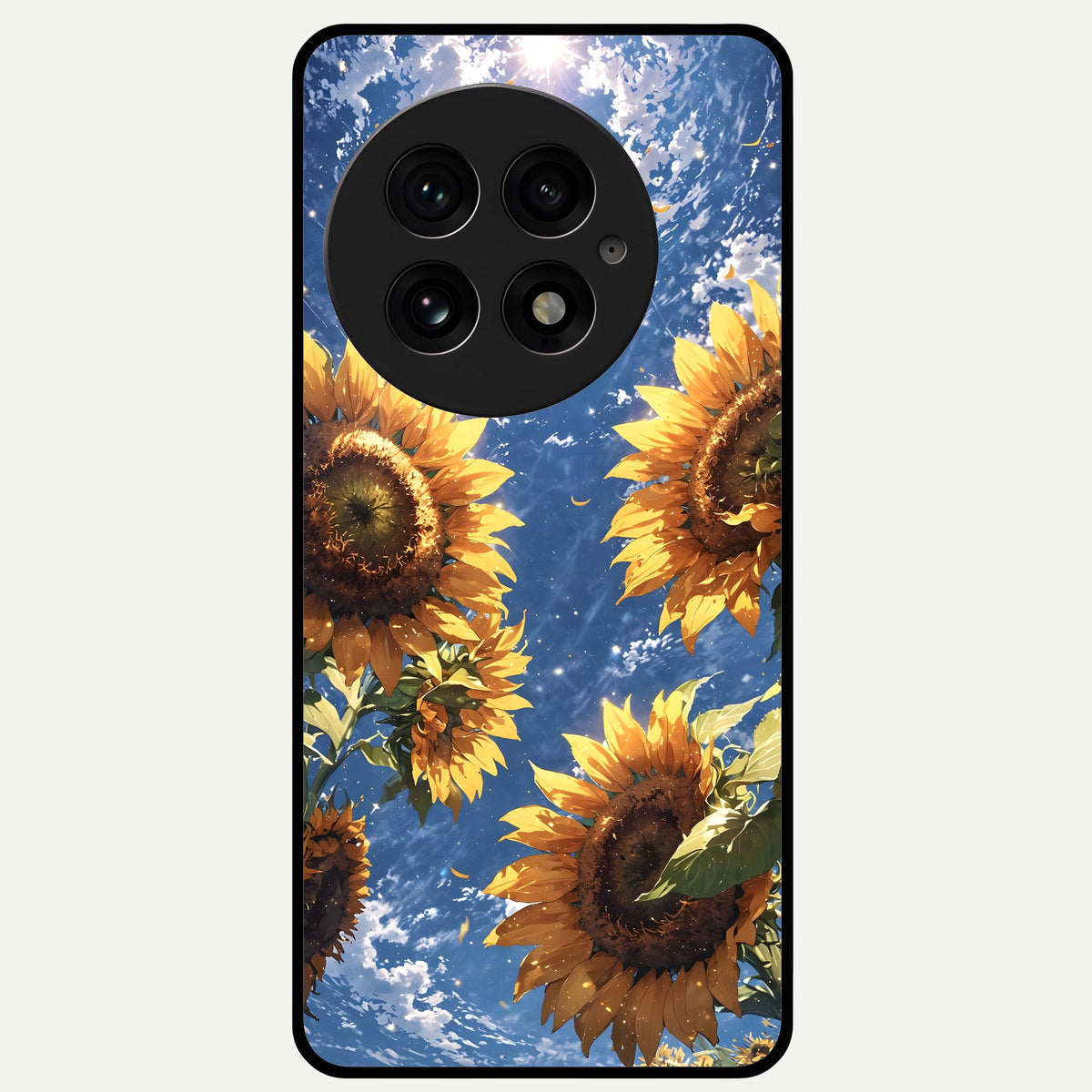  Heavenly Sunflower Rise Glass Case For OnePlus 13 back cover – full design glossy printed glass finish