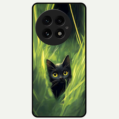  Hidden Cat Whisper Glass Case For OnePlus 13 back cover – full design glossy printed glass finish